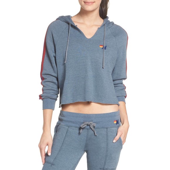 Aviator Nation Sweaters - Aviator Nation Split Neck Crop Hoodie Size M